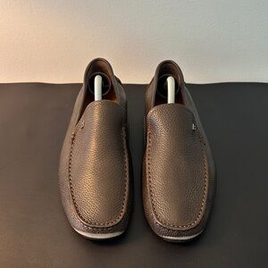 Bally Dark Brown Leather Slip-On Loafers
